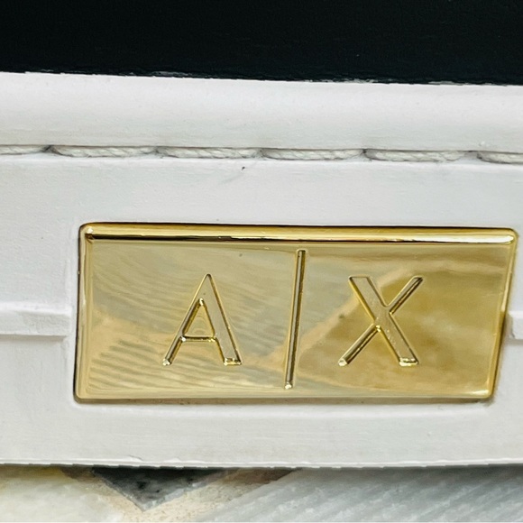 AX Armani Exchange XDX027XCC14 Black and White Sneakers with Gold Accents 7M - Picture 3 of 15